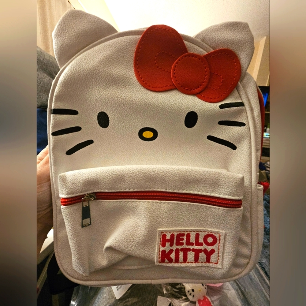 Hello Kitty White and Red Backpack 11in.